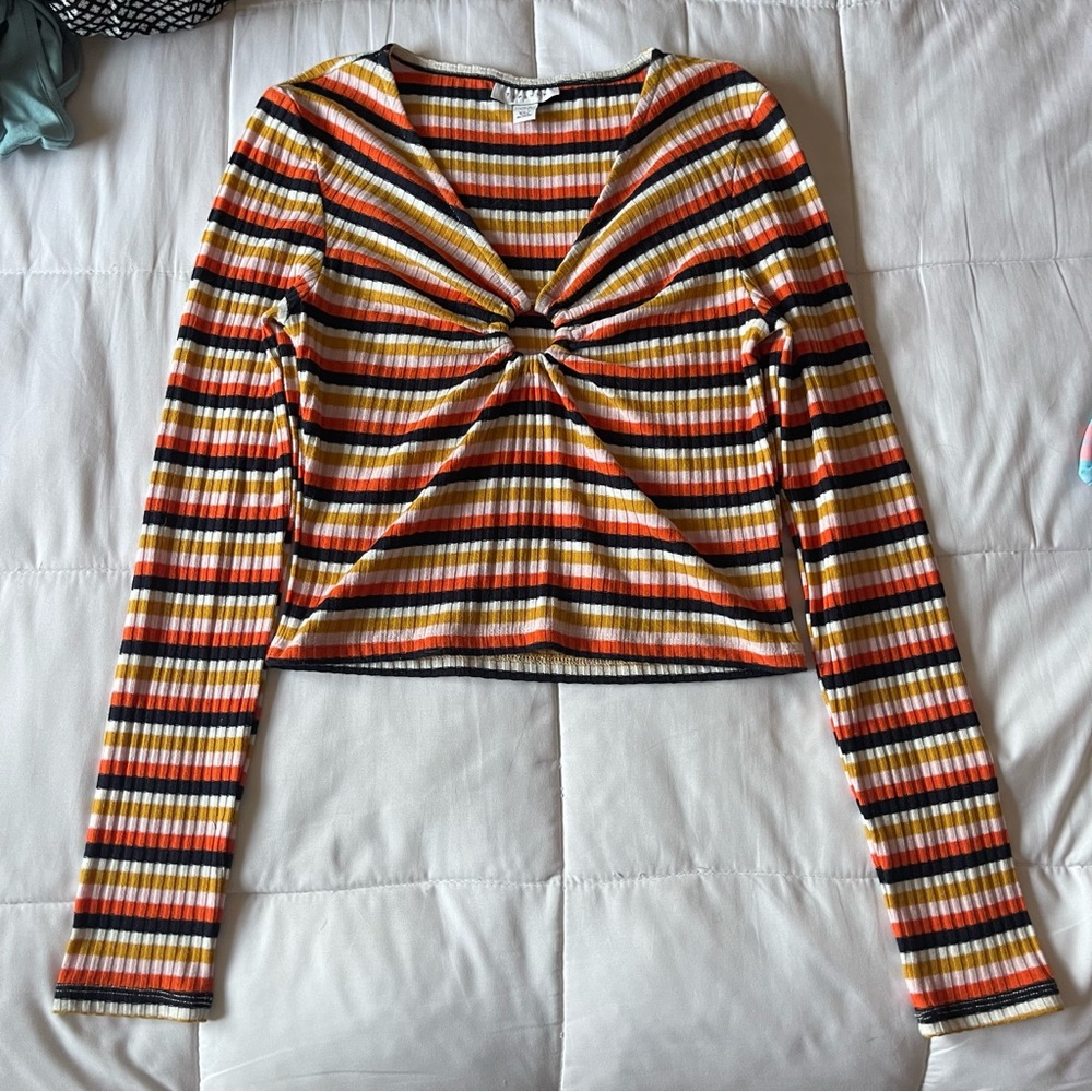 Topshop striped long sleeve top